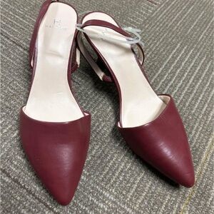 Halston Heritage Burgundy Women's Slingback Heels